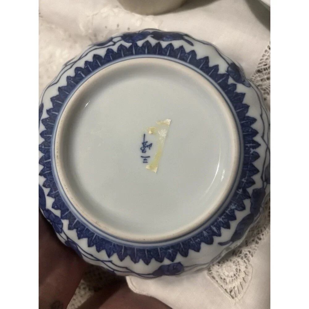 Blue White Porcelain Decor Lot Basket Bowl Plate Dispenser Japan China Bamboo